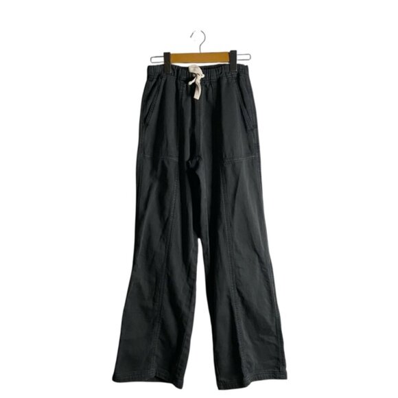 Aerie Women's Smoked Gray Me-Day Tie Waist Wide Leg Casual Pant - Picture 2 of 9